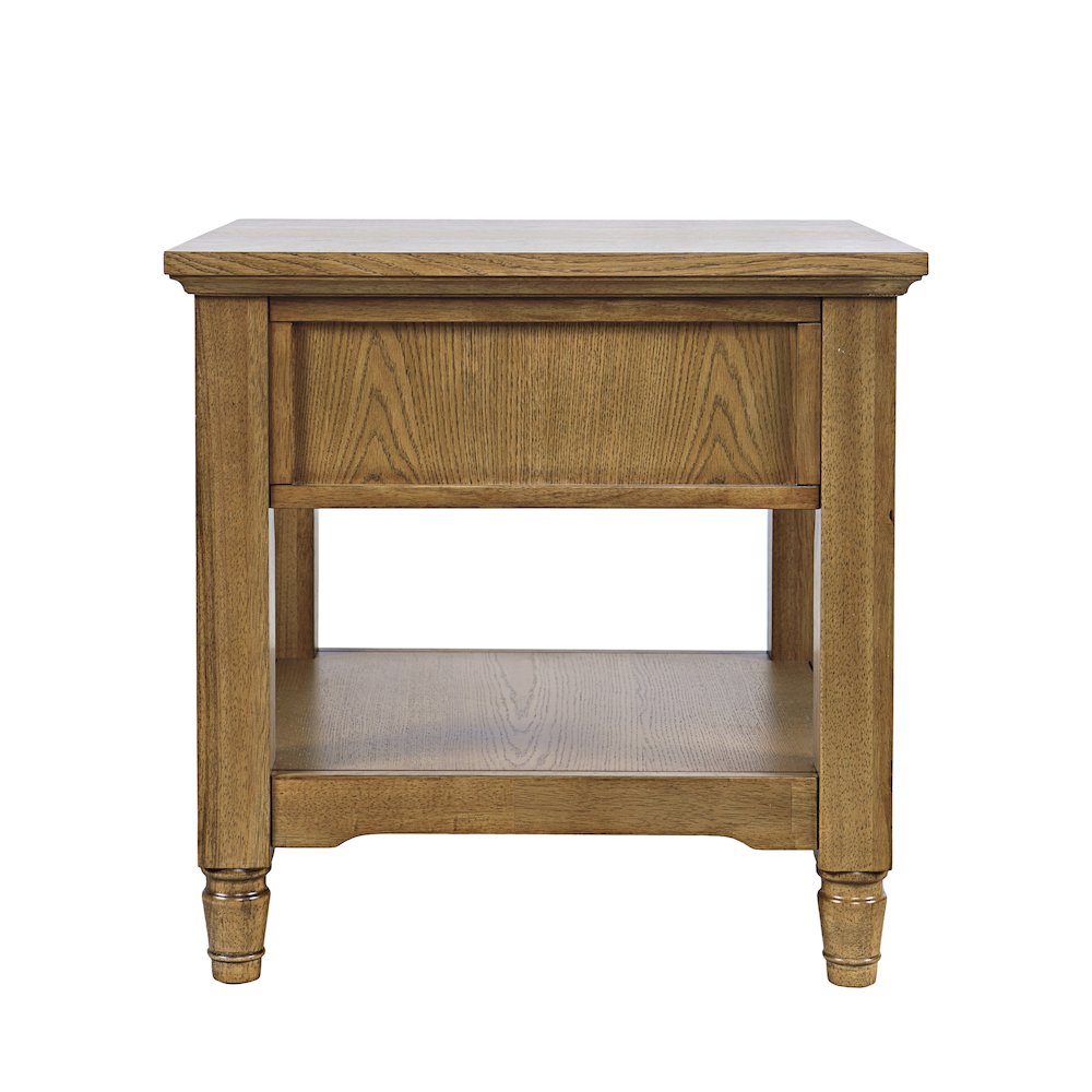 Brentwood Modern Transitional 24" Square End Table with Drawer and Storage Shelf