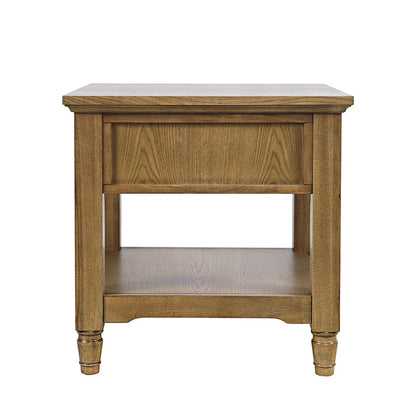 Brentwood Modern Transitional 24" Square End Table with Drawer and Storage Shelf