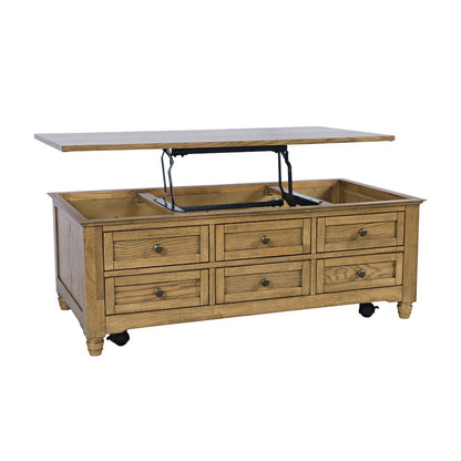 Brentwood Modern Transitional Lift-Top Coffee Table With Storage