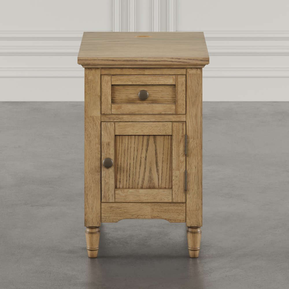 Brentwood Modern Transitional USB Charging End Table with Storage Cabinet