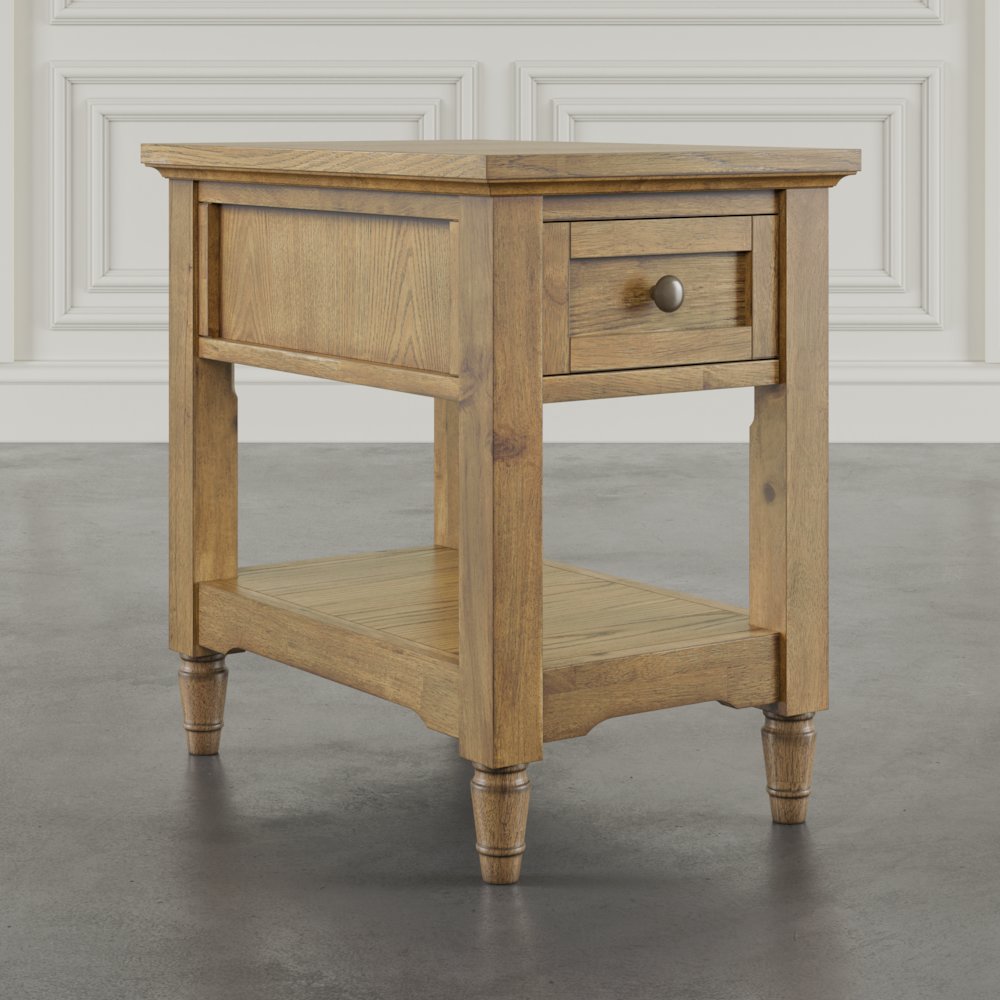 Brentwood Modern Transitional Chairside End Table with Drawer and Storage Shelf