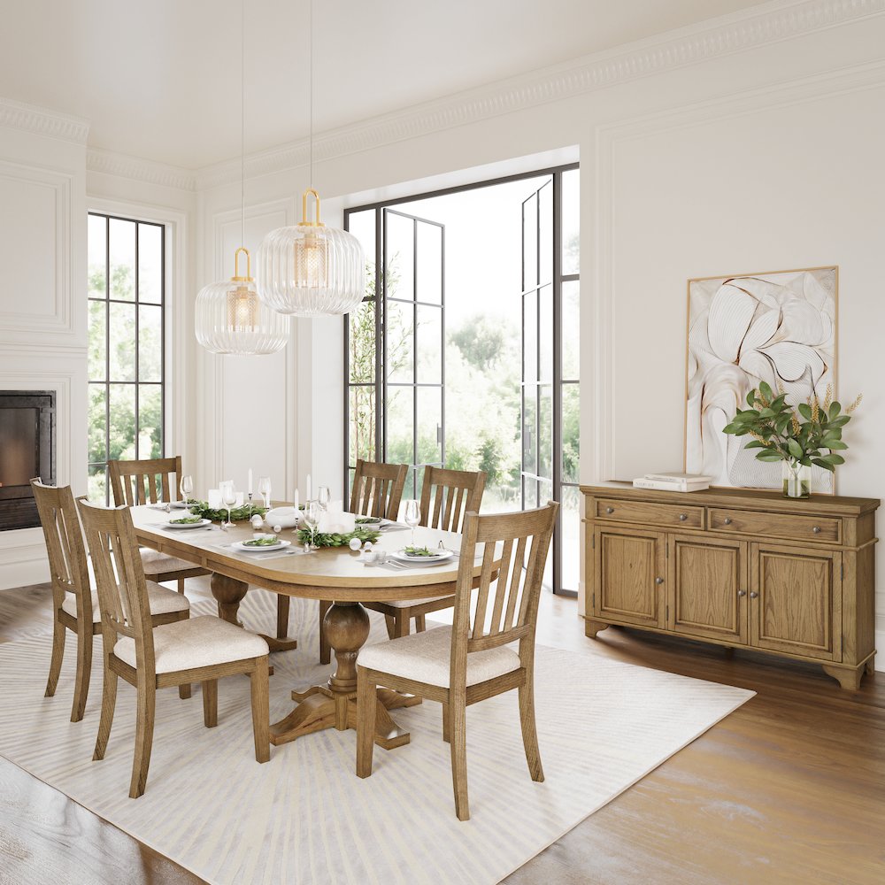 Brentwood Modern Transitional 102" Double Pedestal Dining Table