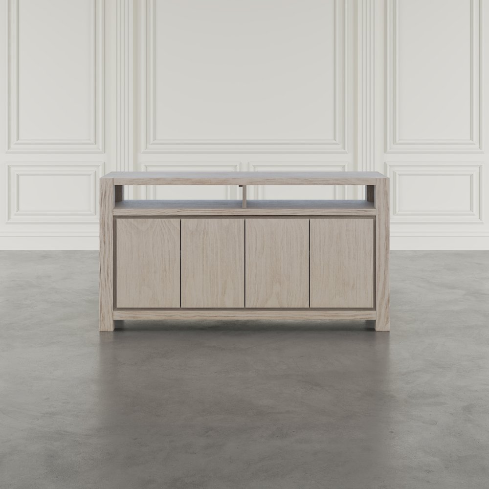 60" Modern Transitional Media Console TV Stand with Four-Door Cabinet Storage
