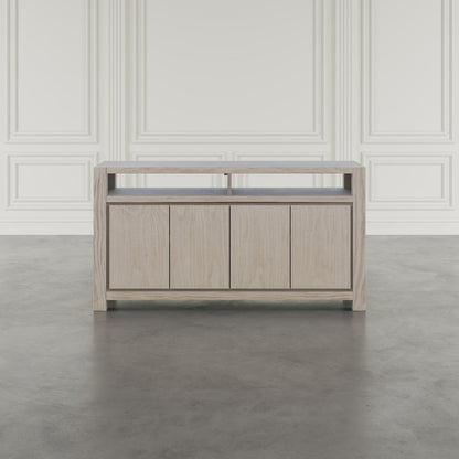 60" Modern Transitional Media Console TV Stand with Four-Door Cabinet Storage