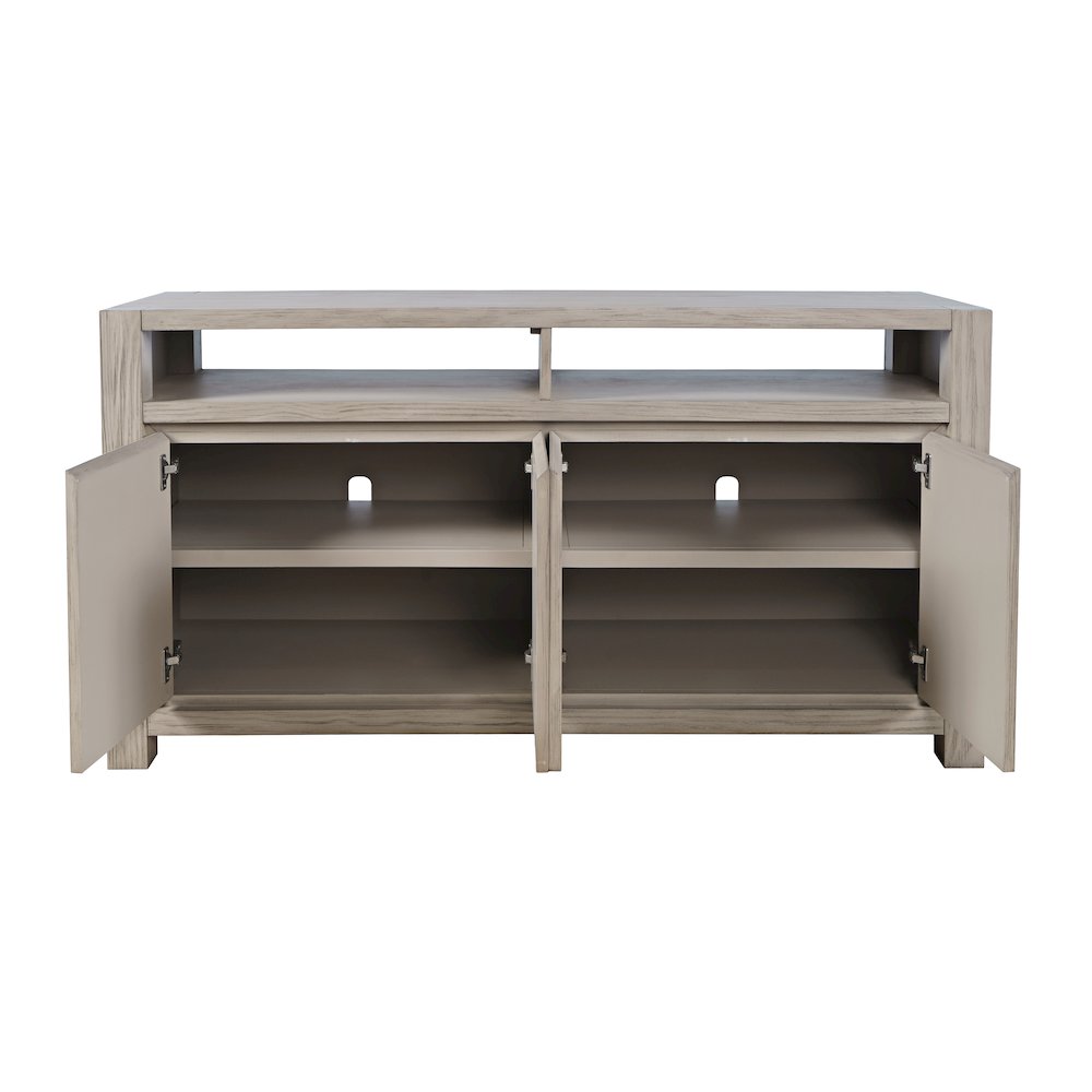 60" Modern Transitional Media Console TV Stand with Four-Door Cabinet Storage