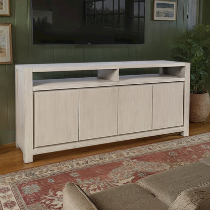 70" Modern Transitional Media Console TV Stand with Four-Door Cabinet Storage