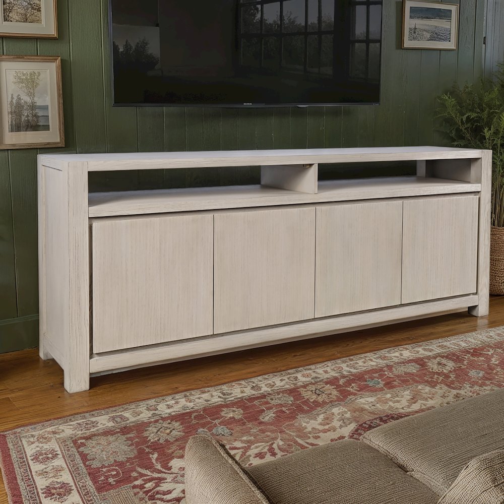 80" Modern Transitional Media Console TV Stand with Four-Door Cabinet Storage