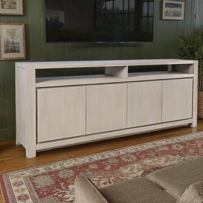 80" Modern Transitional Media Console TV Stand with Four-Door Cabinet Storage