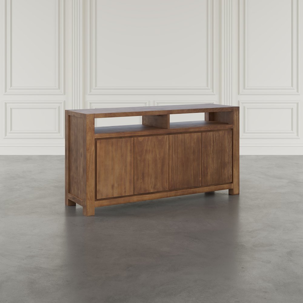 60" Modern Transitional Media Console TV Stand with Four-Door Cabinet Storage