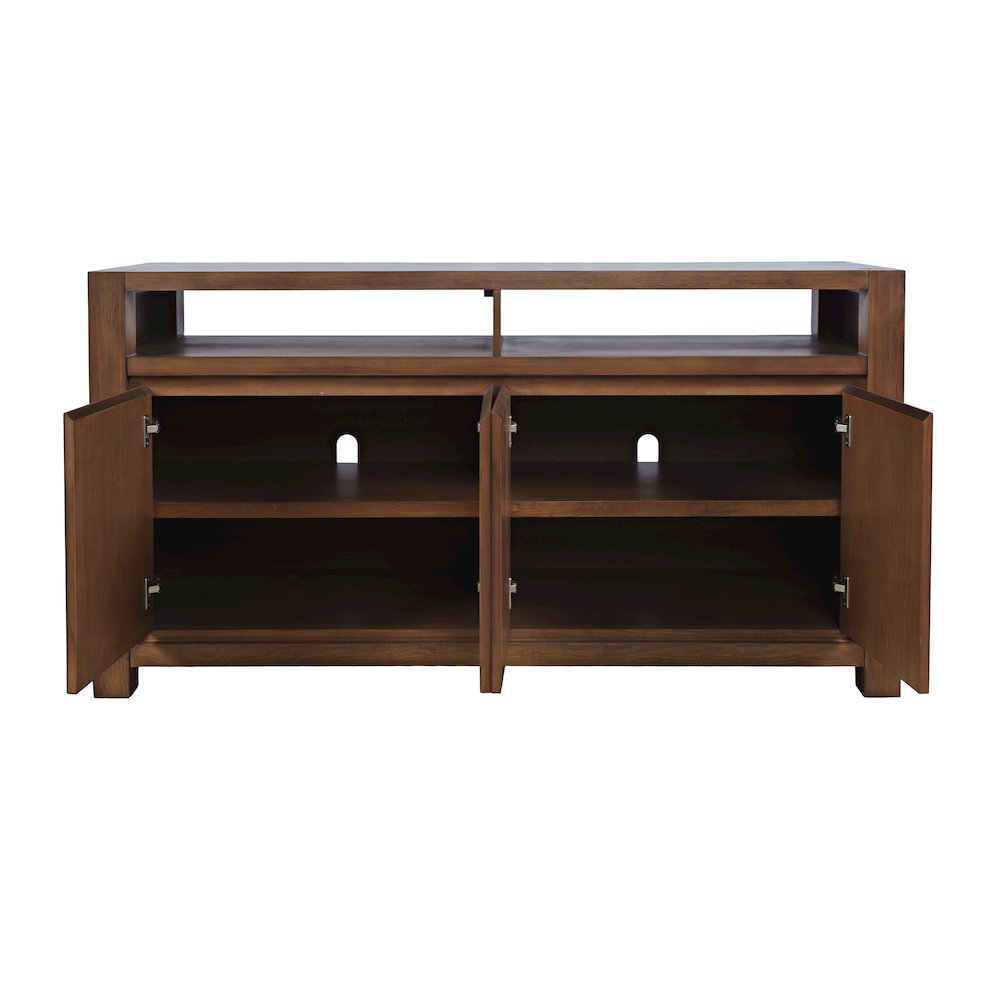 60" Modern Transitional Media Console TV Stand with Four-Door Cabinet Storage