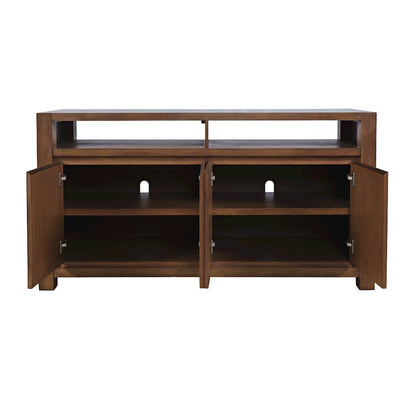 60" Modern Transitional Media Console TV Stand with Four-Door Cabinet Storage
