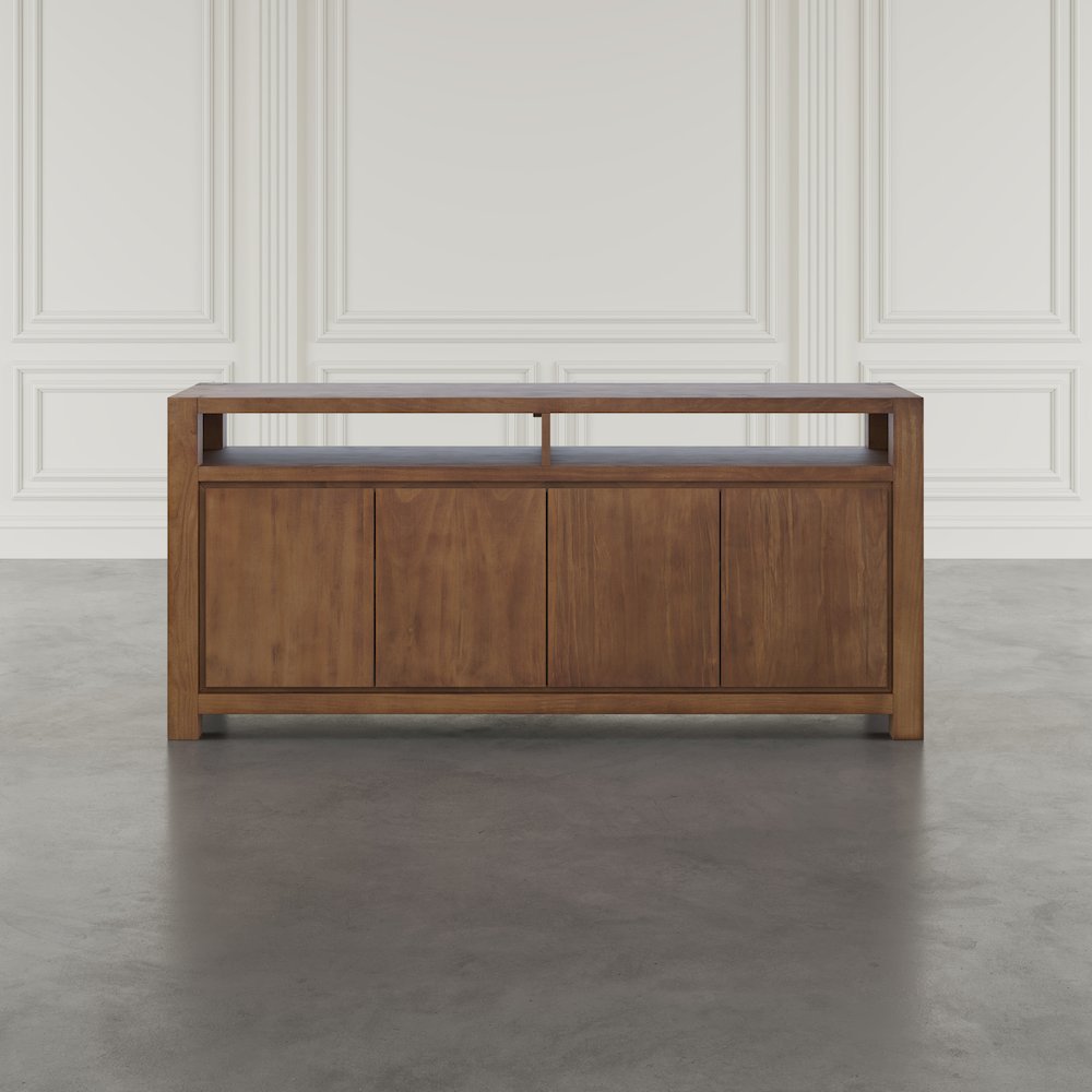 70" Modern Transitional Media Console TV Stand with Four-Door Cabinet Storage