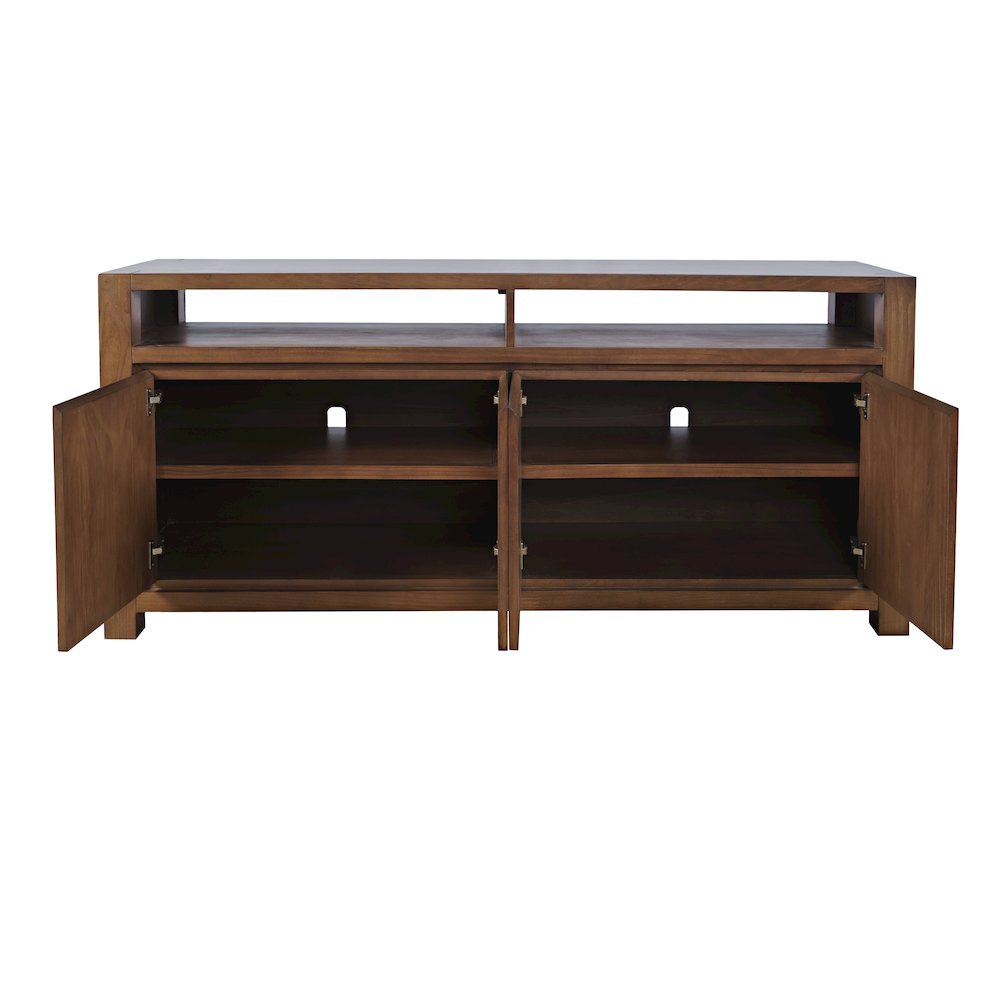 70" Modern Transitional Media Console TV Stand with Four-Door Cabinet Storage