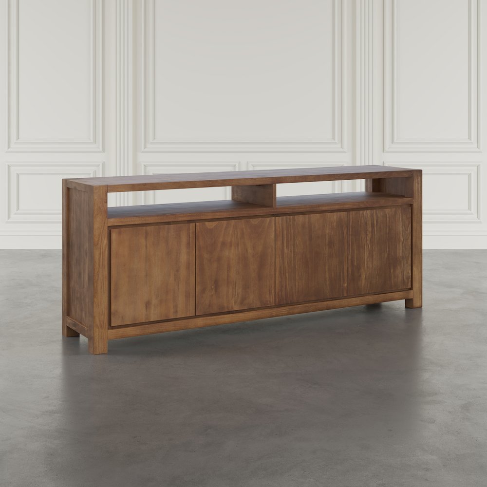 80" Modern Transitional Media Console TV Stand with Four-Door Cabinet Storage