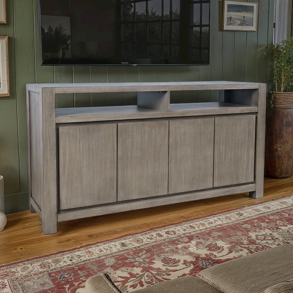 60" Modern Transitional Media Console TV Stand with Four-Door Cabinet Storage