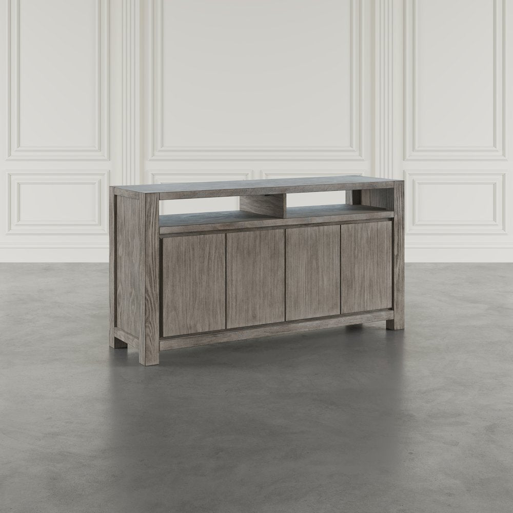 60" Modern Transitional Media Console TV Stand with Four-Door Cabinet Storage