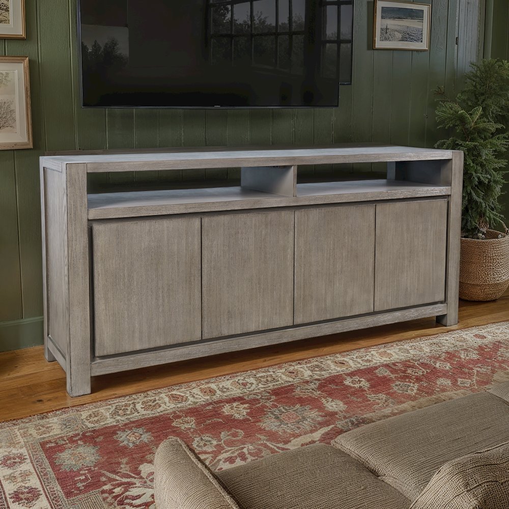 70" Modern Transitional Media Console TV Stand with Four-Door Cabinet Storage
