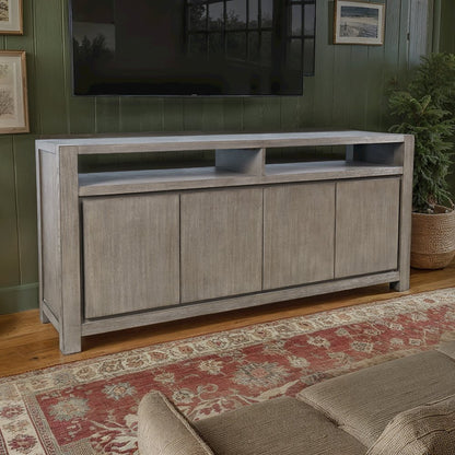 70" Modern Transitional Media Console TV Stand with Four-Door Cabinet Storage