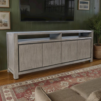 80" Modern Transitional Media Console TV Stand with Four-Door Cabinet Storage