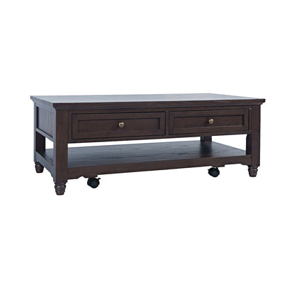 Brentwood Modern Transitional 50" Coffee Table With Storage and Caster Wheels