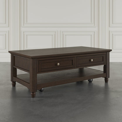 Brentwood Modern Transitional 50" Coffee Table With Storage and Caster Wheels