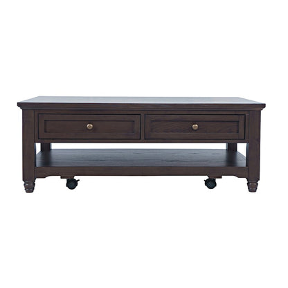 Brentwood Modern Transitional 50" Coffee Table With Storage and Caster Wheels