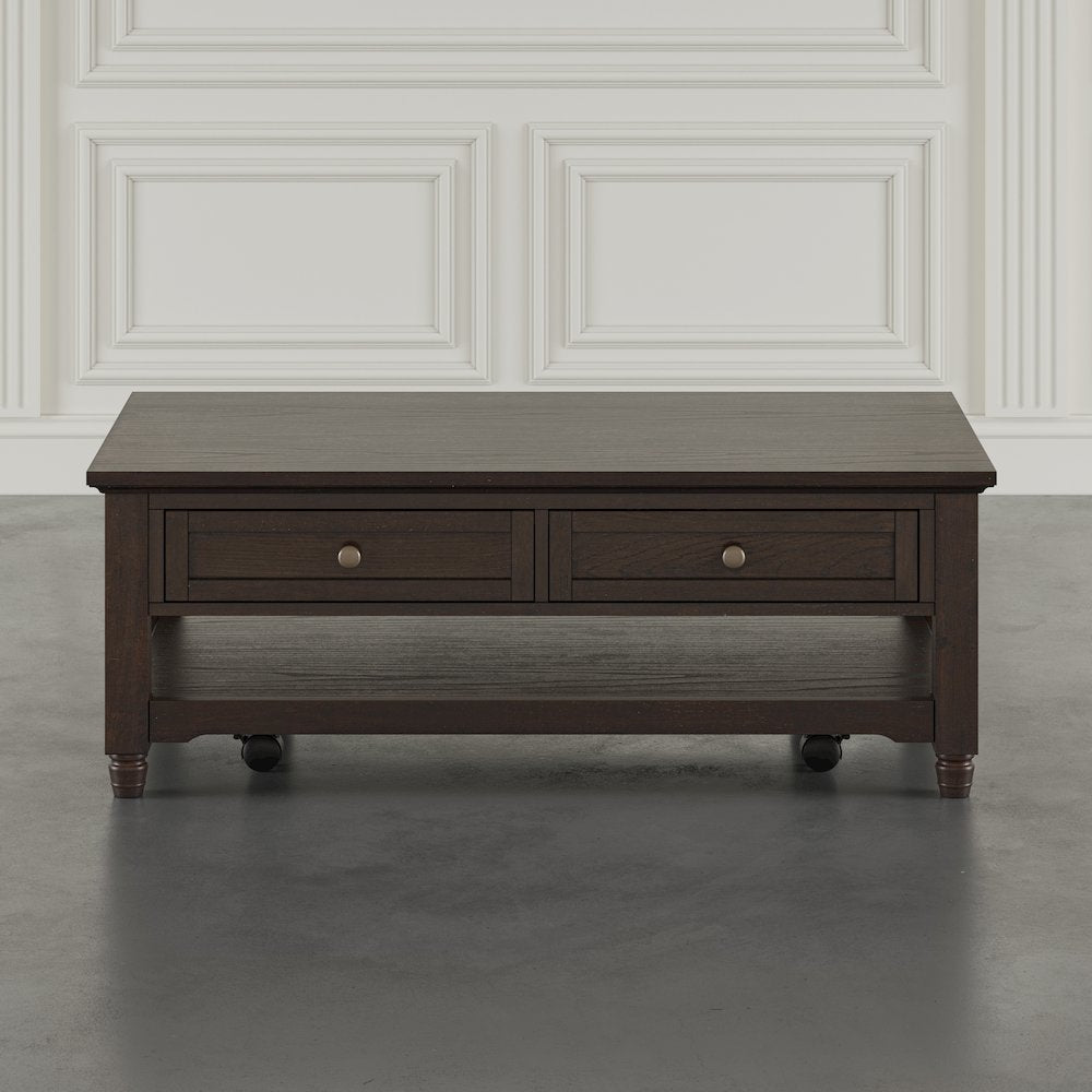 Brentwood Modern Transitional 50" Coffee Table With Storage and Caster Wheels