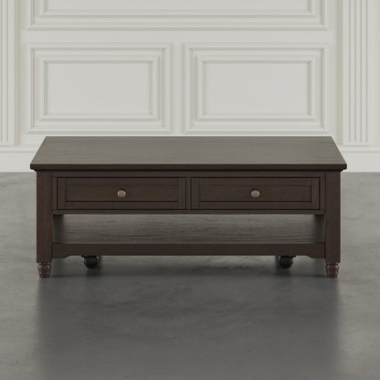 Brentwood Modern Transitional 50" Coffee Table With Storage and Caster Wheels