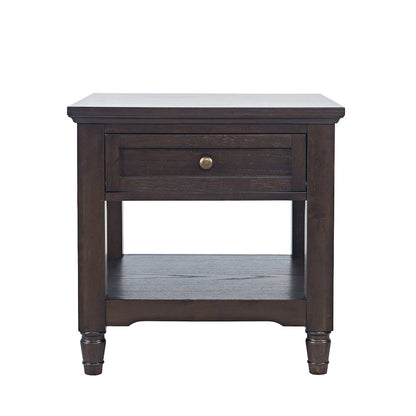 Brentwood Modern Transitional 24" Square End Table with Drawer and Storage Shelf
