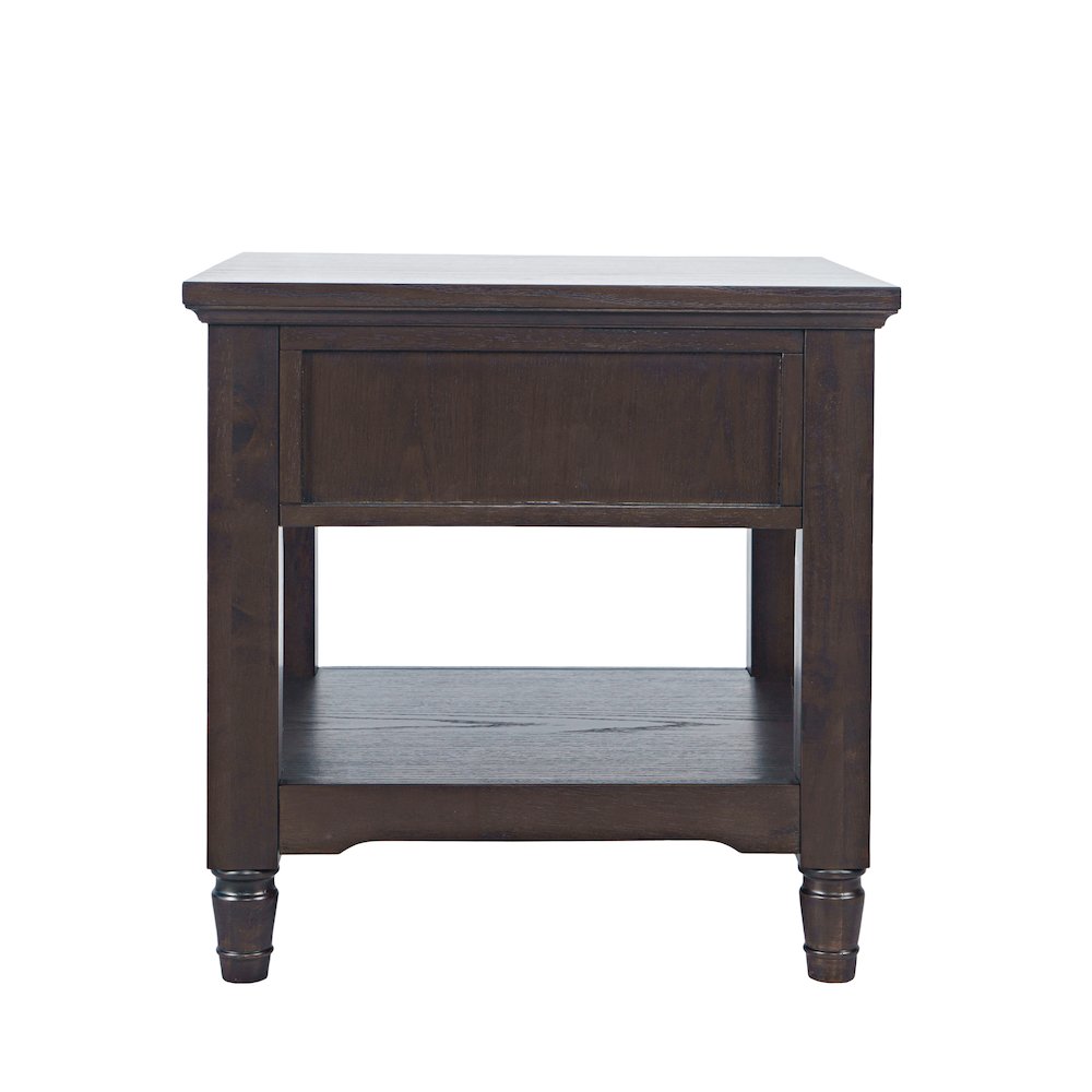 Brentwood Modern Transitional 24" Square End Table with Drawer and Storage Shelf