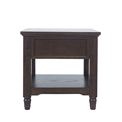 Brentwood Modern Transitional 24" Square End Table with Drawer and Storage Shelf