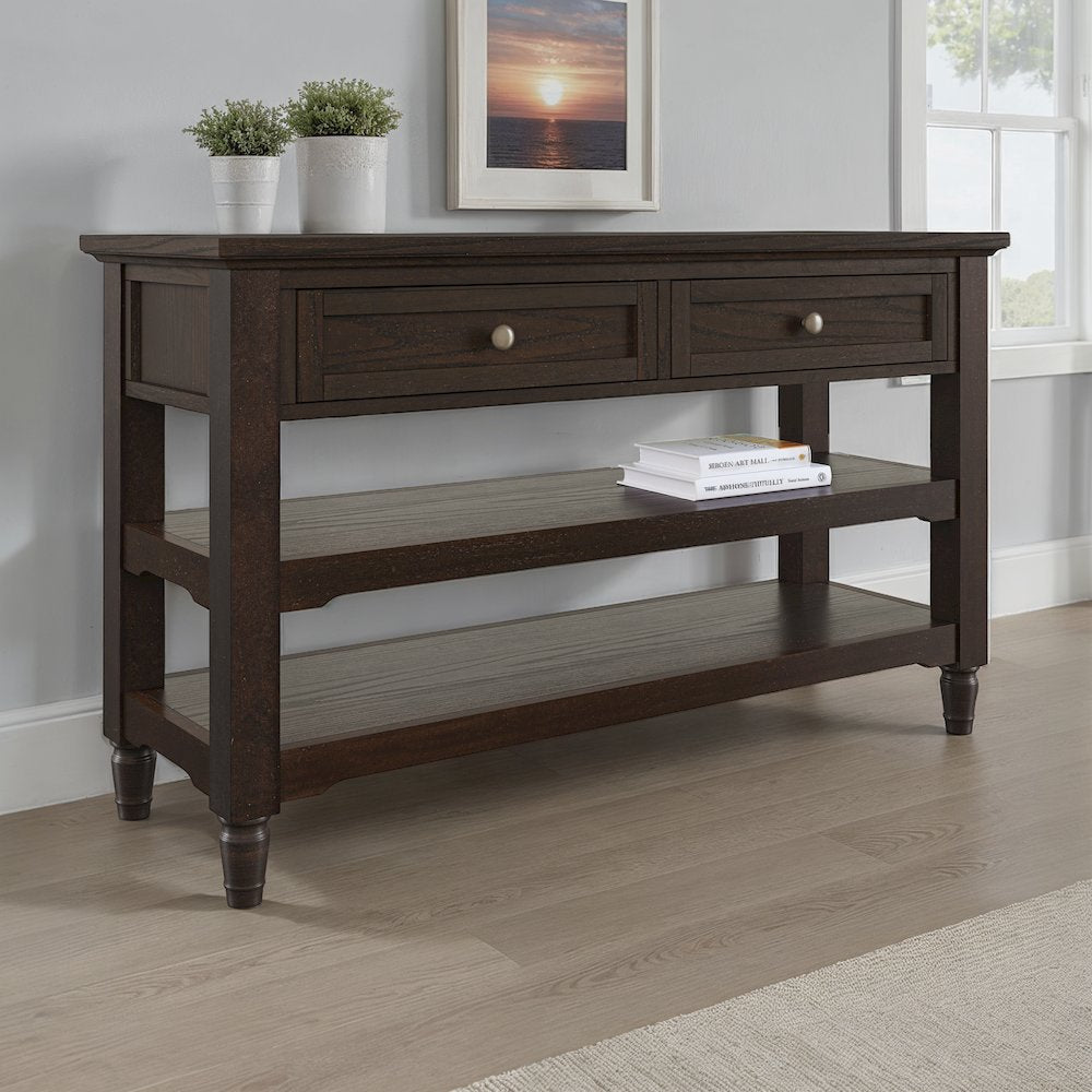 Brentwood Modern 50" Sofa Console Table with Drawers and Storage Shelves