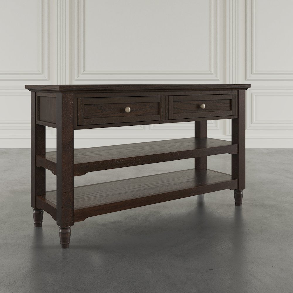 Brentwood Modern 50" Sofa Console Table with Drawers and Storage Shelves