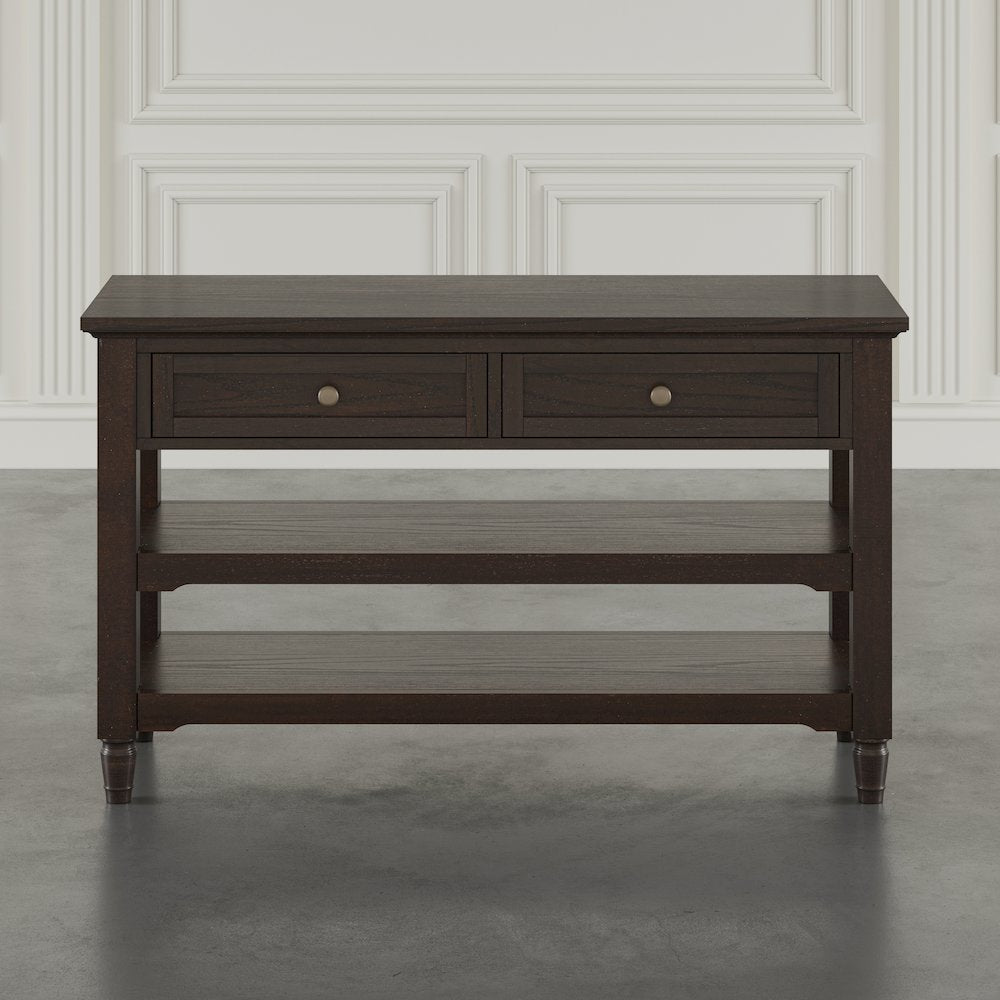 Brentwood Modern 50" Sofa Console Table with Drawers and Storage Shelves
