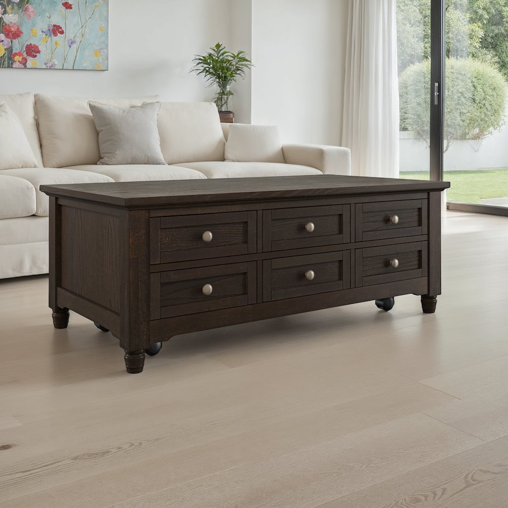 Brentwood Modern Transitional Lift-Top Coffee Table With Storage