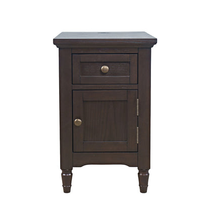 Brentwood Modern Transitional USB Charging End Table with Storage Cabinet