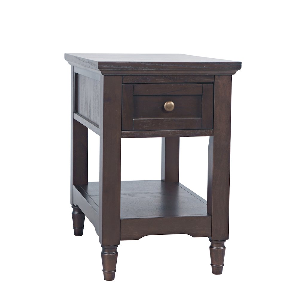 Brentwood Modern Transitional Chairside End Table with Drawer and Storage Shelf