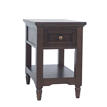 Brentwood Modern Transitional Chairside End Table with Drawer and Storage Shelf