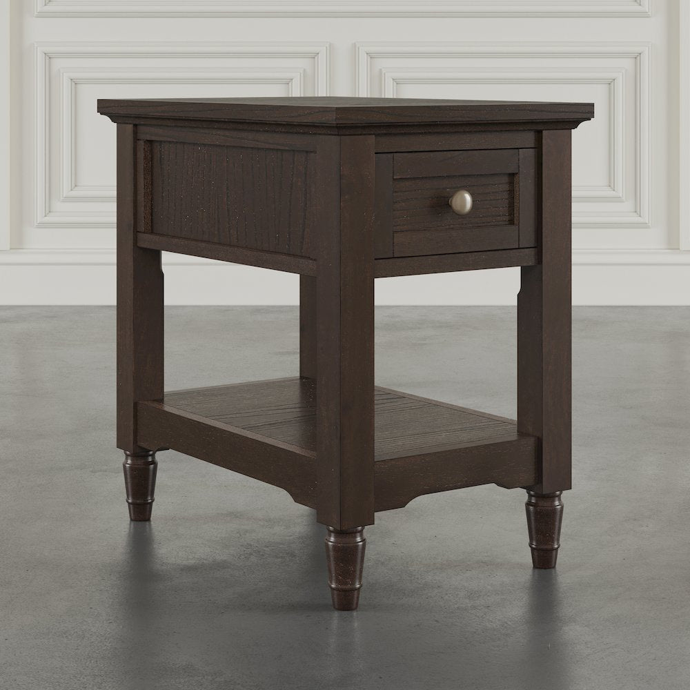 Brentwood Modern Transitional Chairside End Table with Drawer and Storage Shelf