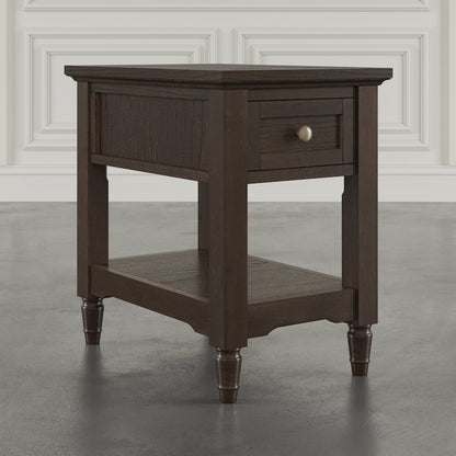 Brentwood Modern Transitional Chairside End Table with Drawer and Storage Shelf