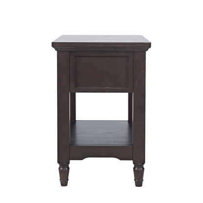 Brentwood Modern Transitional Chairside End Table with Drawer and Storage Shelf