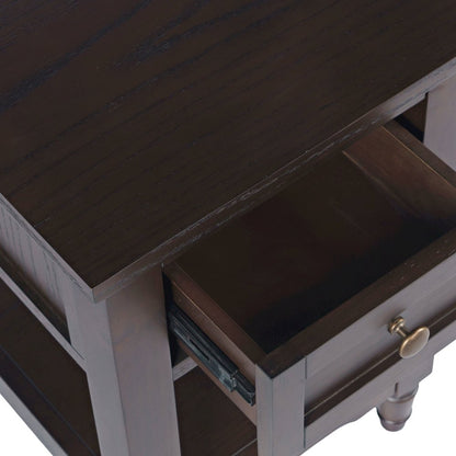 Brentwood Modern Transitional Chairside End Table with Drawer and Storage Shelf