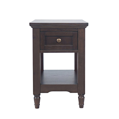 Brentwood Modern Transitional Chairside End Table with Drawer and Storage Shelf