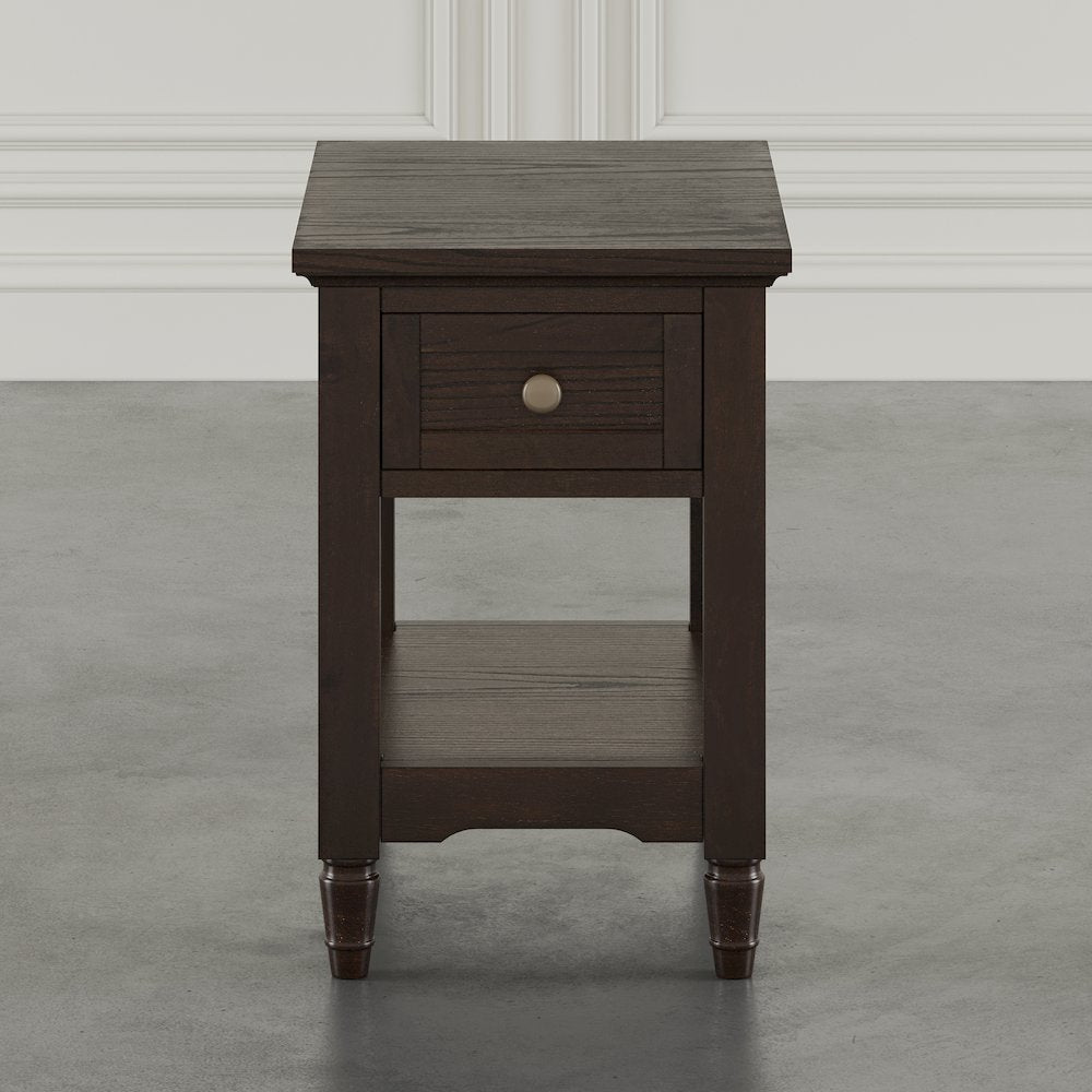 Brentwood Modern Transitional Chairside End Table with Drawer and Storage Shelf