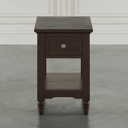 Brentwood Modern Transitional Chairside End Table with Drawer and Storage Shelf