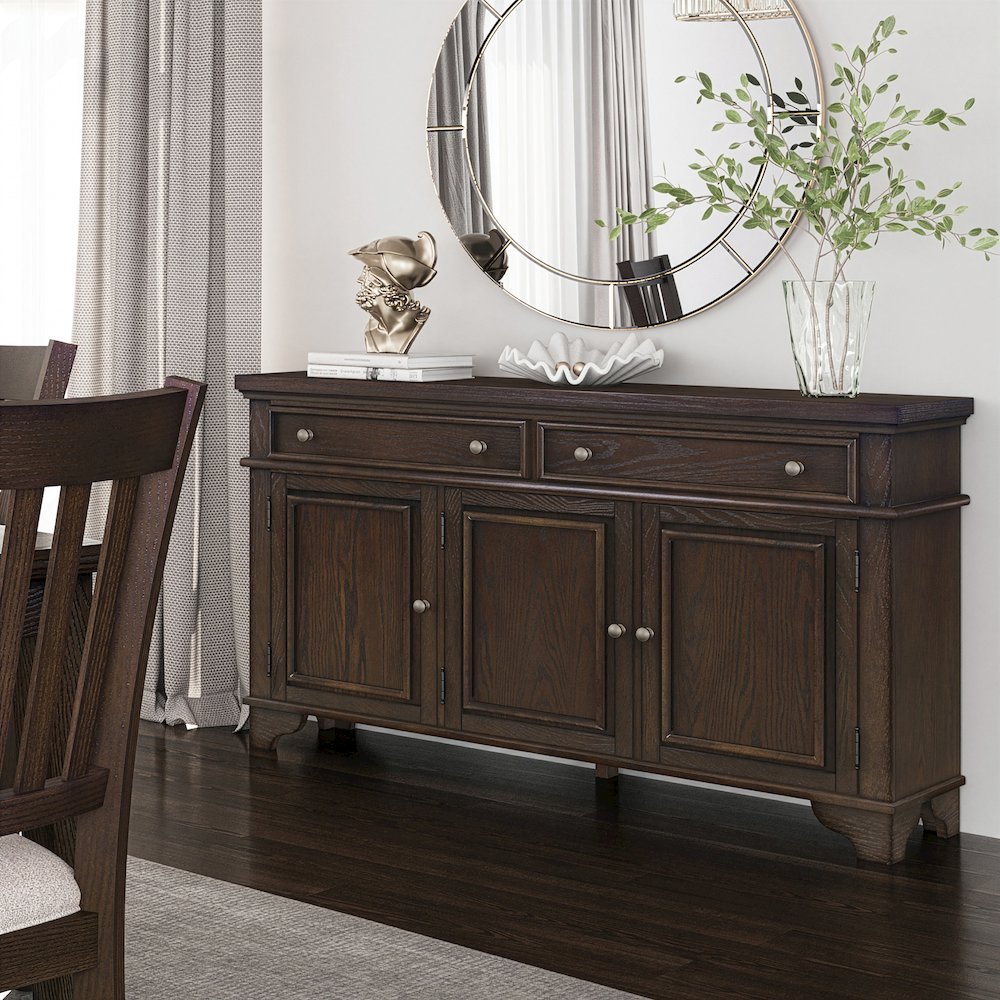 Brentwood 60" Modern Transitional Three Door Sideboard Storage Cabinet