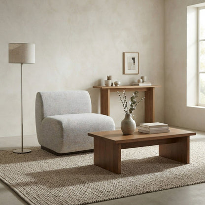 Performance Fabric Upholstered Banquette Dining Bench, Mid-Century, Grey