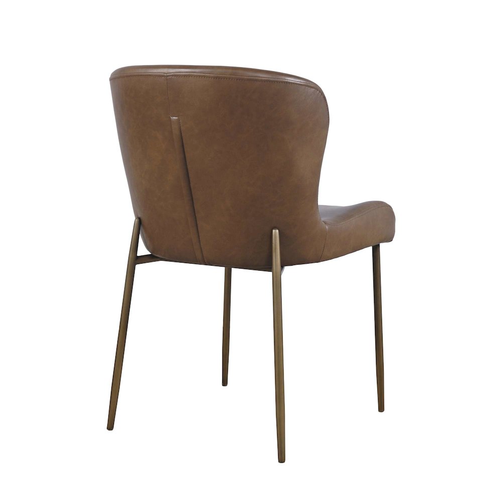 Easley Curved-Back Modern Dining Chair with Antique Brass Legs - Set of 2