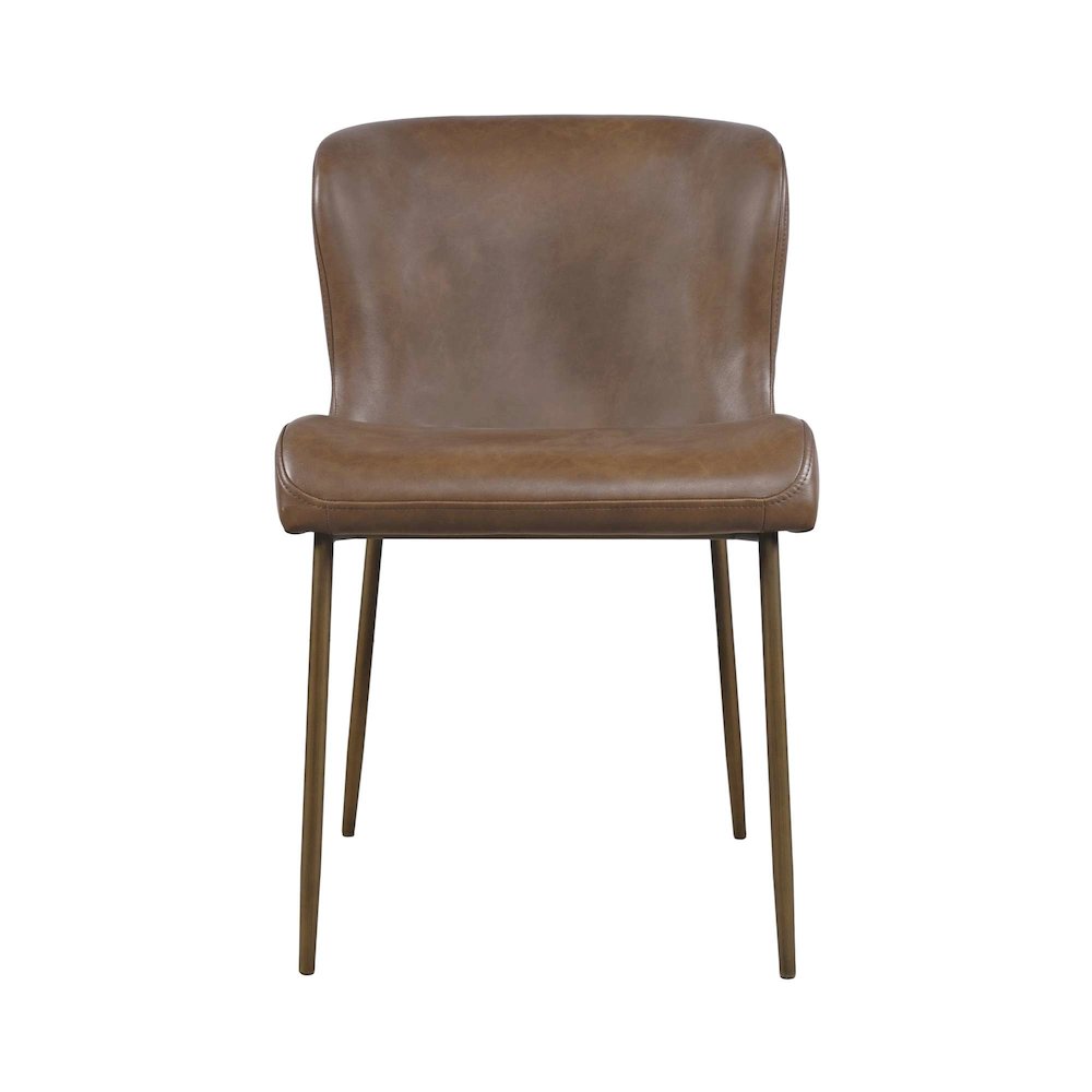 Easley Curved-Back Modern Dining Chair with Antique Brass Legs - Set of 2