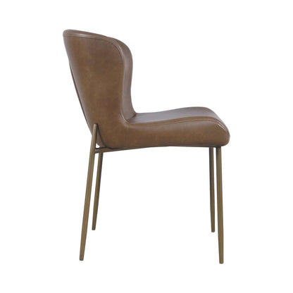 Easley Curved-Back Modern Dining Chair with Antique Brass Legs - Set of 2